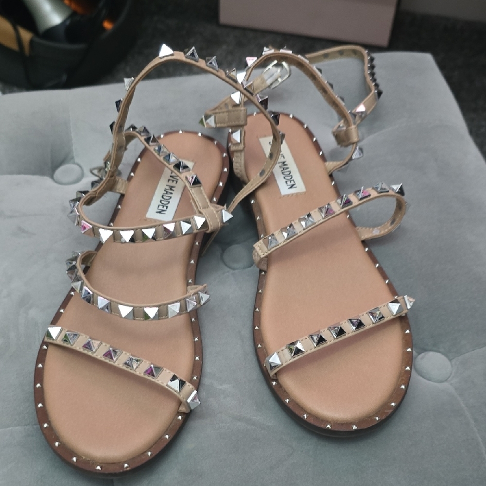 Steve Madden Tan Sandals with Silver Studs